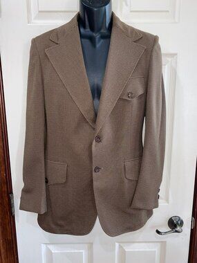 Vintage University Seal Crown Clothing Men’s Brown Micro Check Blazer Sport Coat